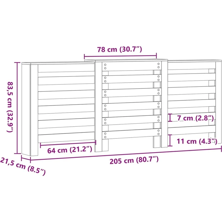 vidaXL Heizkörperverkleidung Artisan-Eiche 205x21,5x83,5 cm 852725 – Bild 9