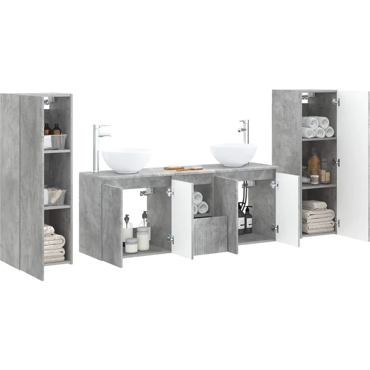 vidaXL Badezimmerschrank-Set 5 stk. Betongrau 129 x 35 x 80 cm 3405986 – Bild 3