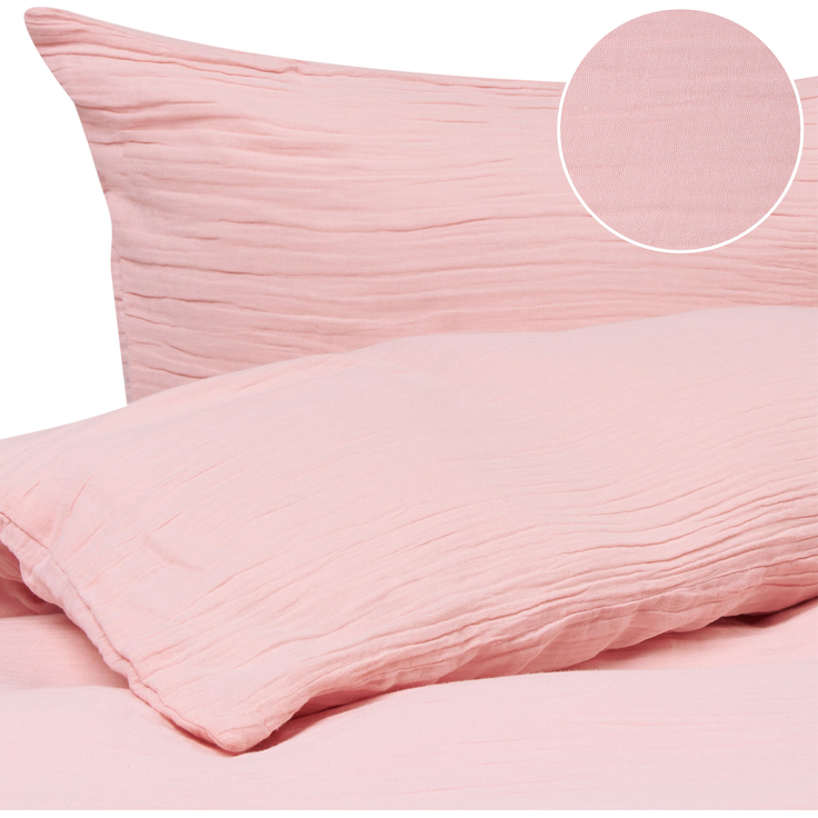 Bettwäsche-Set SUMNER Musselin 200x200 cm Pastellrosa