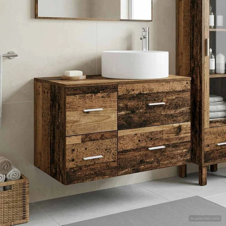 vidaXL Badezimmerschrank-Set 2 stk. Altholz 79,5 x 44,5 x 80 cm 3404014 – Bild 1