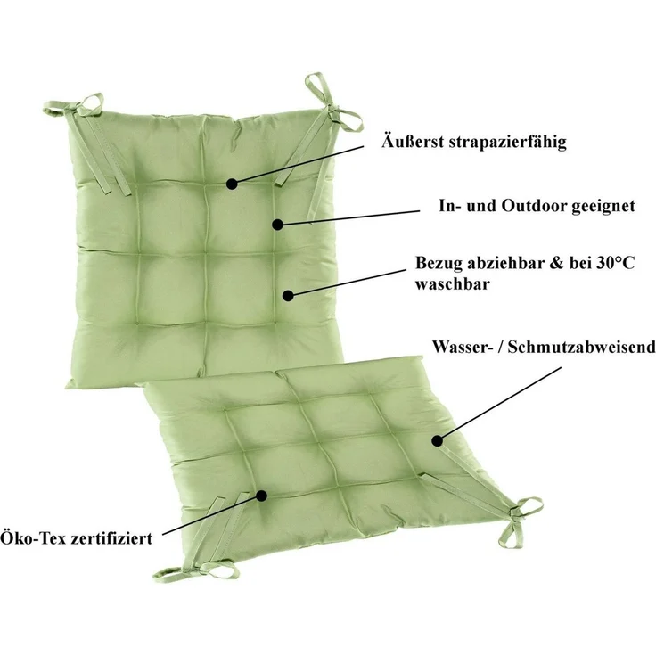 JACK Stuhlkissen JACK Outdoor 38x38 cm Sitzkissen Lounge Kissen Sitzkissen Wasserfest, mit Lotus Effekt, robust, strapazierfähig, für Innen & Außen – Bild 4
