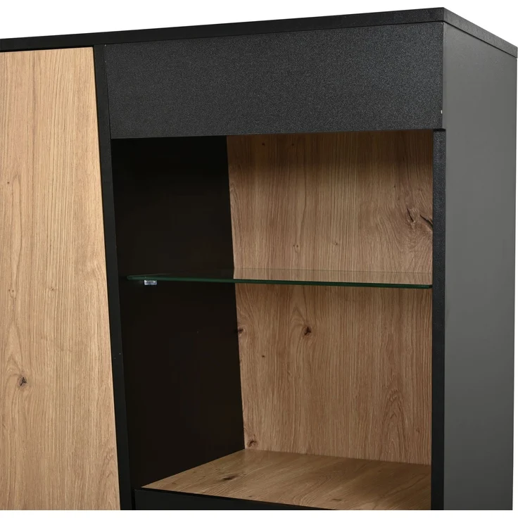 Vitrinenschrank 80x35x139,5 cm mit Bluetooth-LED, 9 Fächern und Glaseinlegeboden – Bild 10