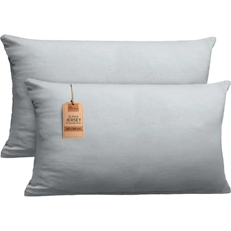 NatureMark 2er Pack Jersey Kissenbezug Kissenhülle Kissenbezüge Seitenschläferkissen Nackenkissen viele Größen und Farben ÖKO-TEX (40x80 cm, Silber grau) – Bild 2