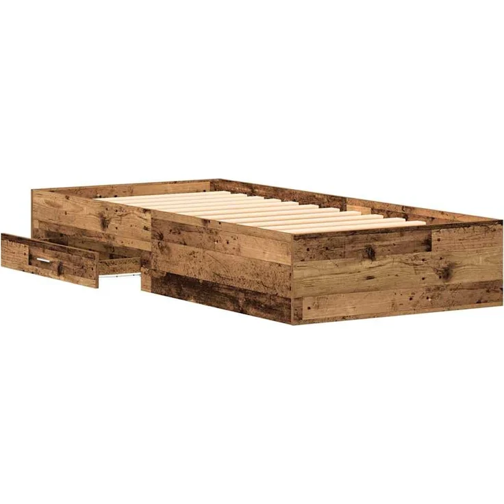 vidaXL Bettrahmen mit Schubladen Altholz 90 x 200 cm Holzwerkstoff 3333987 – Bild 4