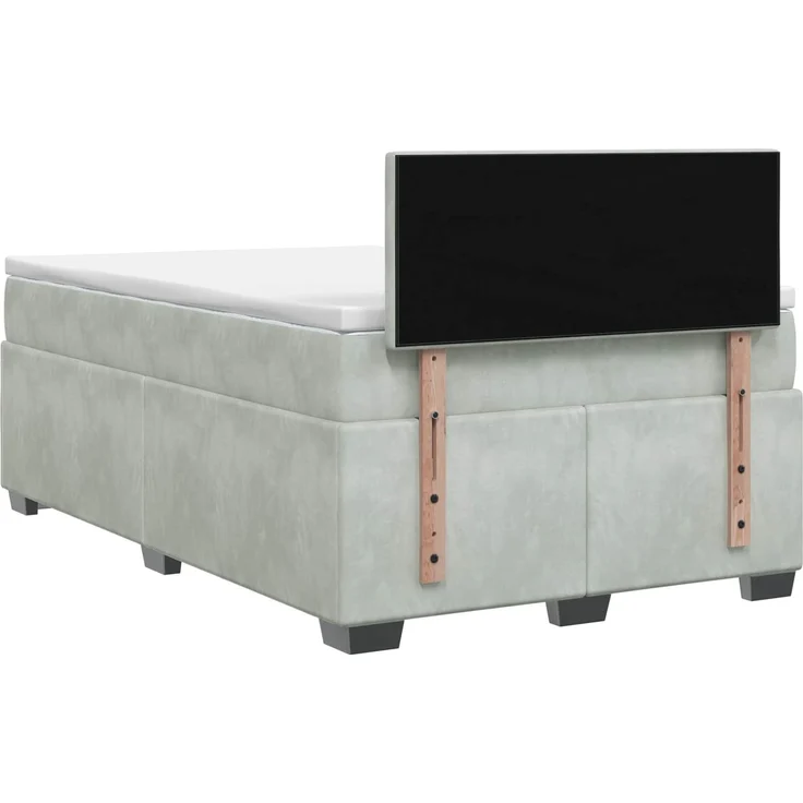 vidaXL Boxspringbett mit Matratze Hellgrau 120 x 190 cm Samt 3450674 – Bild 8