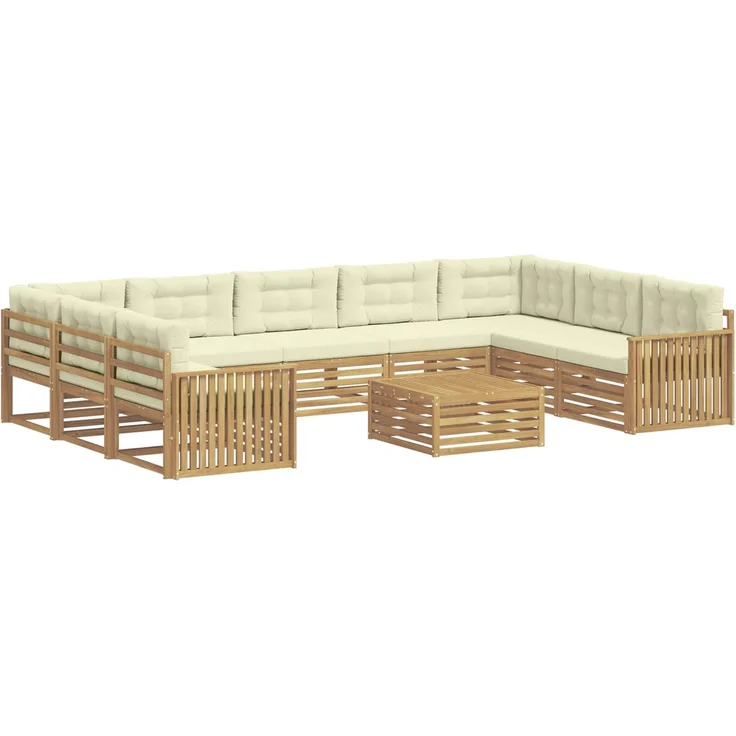 vidaXL Outdoor-Sofagarnitur 10 stk. 9-Sitzer Weiß und Creme 3391190 – Bild 2