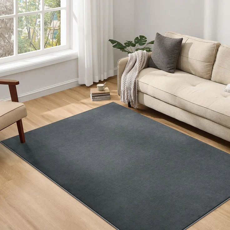 SONGMICS Teppich, 140x200 cm, Wohnzimmerteppich, Rutschfester Teppich, Dekoration, für Wohnzimmer, Schlafzimmer, maschinenwaschbar, modern, anthrazitgrau TAR015GT01