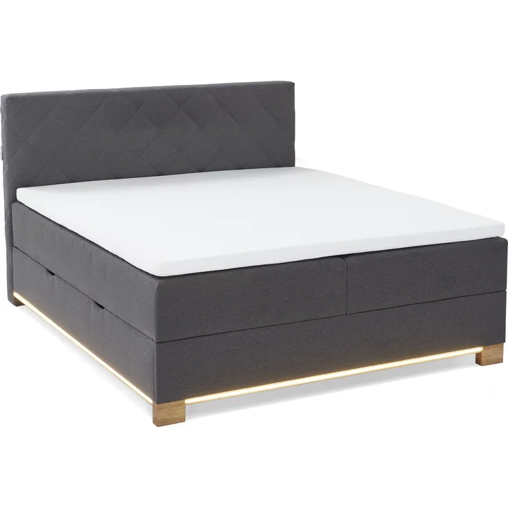 Messina Boxspringbett grau Stoffbezug Faro 213cm x 181cm x 119cm