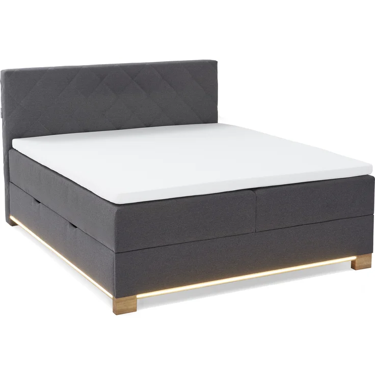 Messina Boxspringbett grau Stoffbezug Faro 213cm x 181cm x 119cm – Bild 1