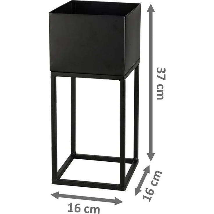 Spetebo Blumenständer Garten Metall Blumentopf 2er Set schwarz 58 / 37cm (Set, 2 St, 2er-Set), Pflanzen Ständer mit integriertem Übertopf – Bild 2