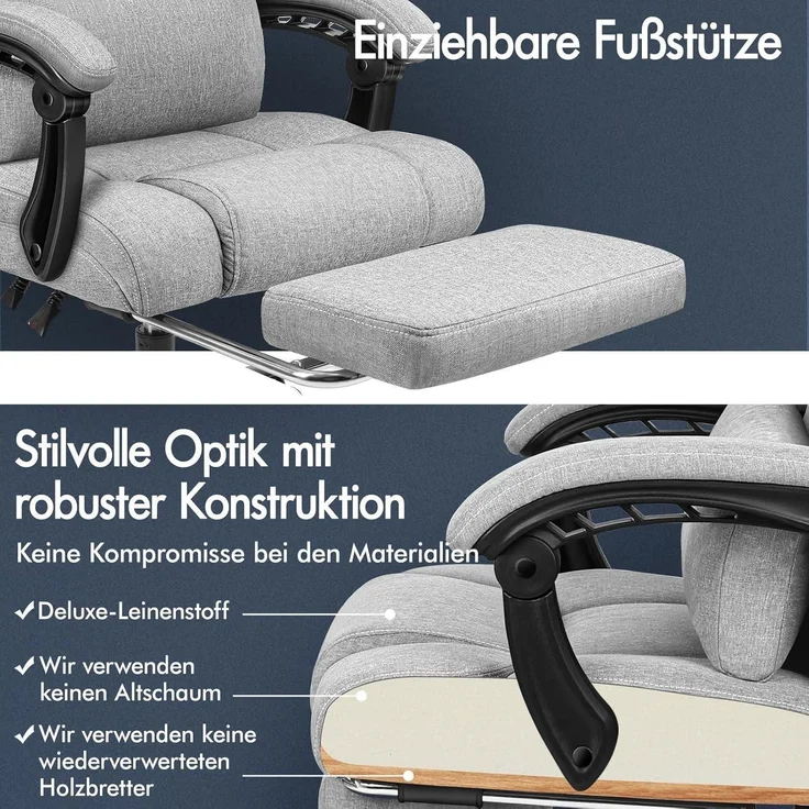 ALFORDSON Bürostuhl Schreibtischstuhl Lendenwirbelstütze High Back Chair – Bild 5