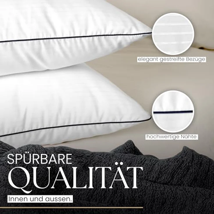 Gentle North Microfaserkissen Kopfkissen in Hotelqualität - Einzeln oder im 2er Set - 60° Waschbar, Füllung: Polyester, Rückenschläfer, Seitenschläfer, Bauchschläfer, Comfort, Reißverschluss für Füllung - Made in EU - allergikerfreundlich – Bild 6