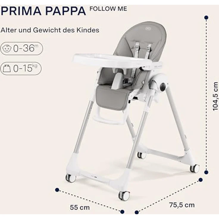 Peg Perego 'Prima Pappa Follow Me' Hochstuhl Ice (Lederimitat) – Bild 3