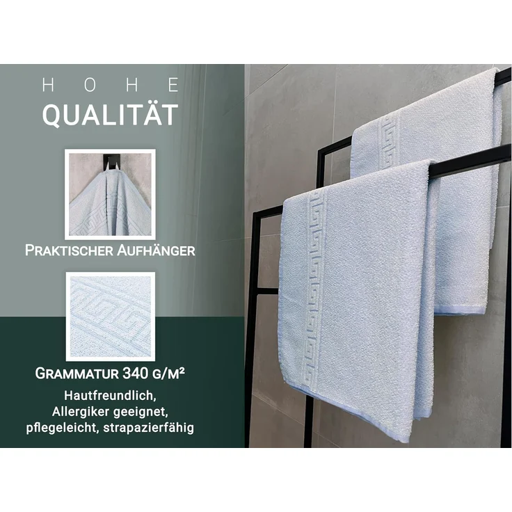 ZOLLNER 5er Set Duschtücher 70% Baumwolle, 30% Polyester, 70x140 cm, blau – Bild 3