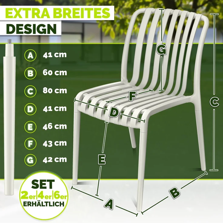 tillvex® Gartenstühle 4er Set Stapelbar Wetterfest | Outdoor Stühle bis 120kg belastbar | Gartenstühle Outdoor | Terrassenstuhl Gartenmöbel Balkon Garten Terrasse – Bild 7