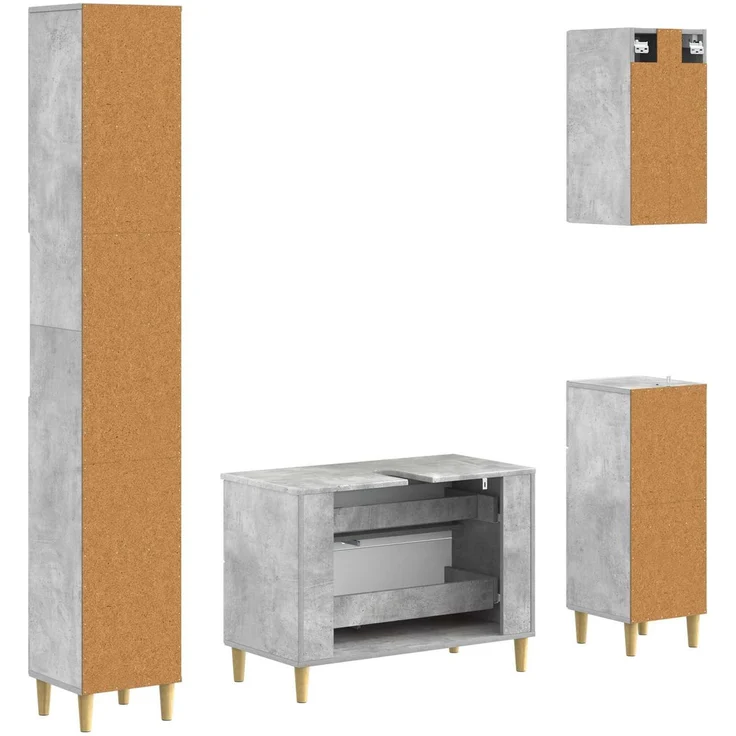 vidaXL 4-teiliges Badezimmer-Schrank-Set ARNHEM Betongrau 3417930 – Bild 7