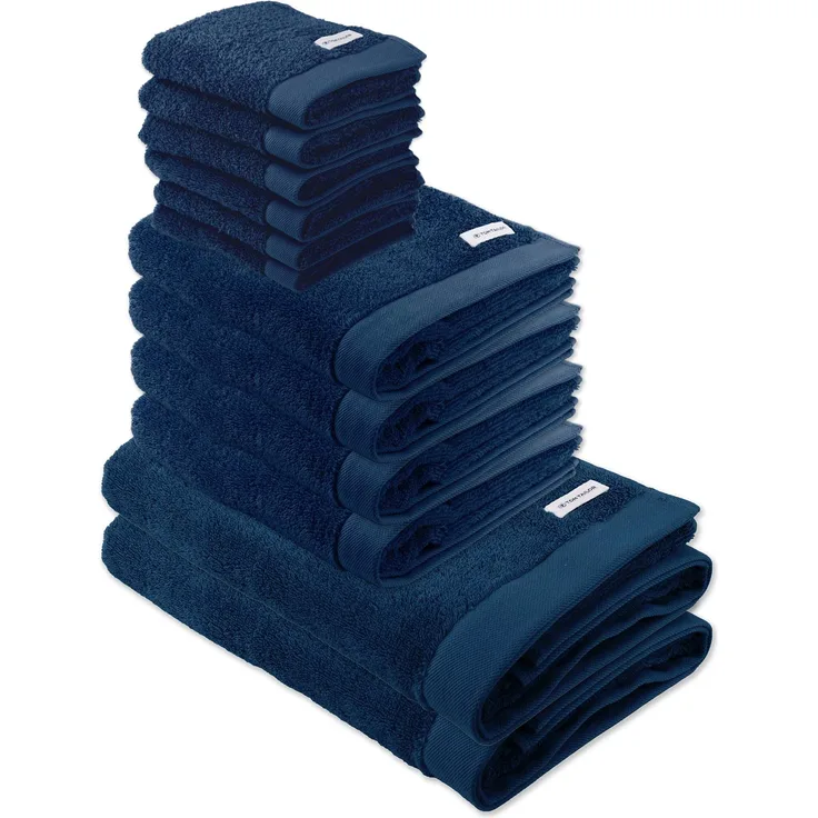 TOM TAILOR Handtuch Set, 12-tlg. - Color Bath, 2x Duschtuch, 4x Handtuch, 6x Gästetuch Dunkelblau Set