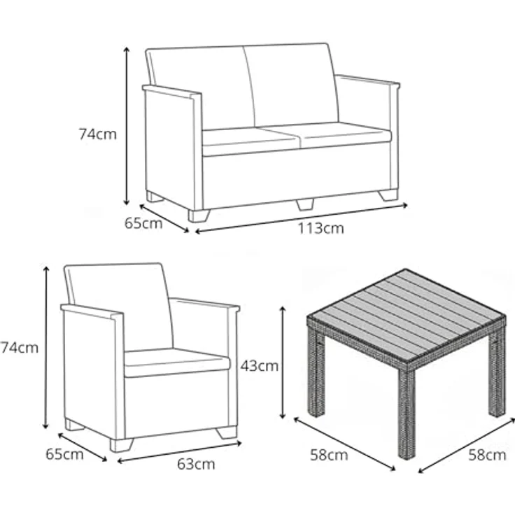 Keter 246148 - Garten-Set Emma, 4-Sitzer, Graphit – Bild 14