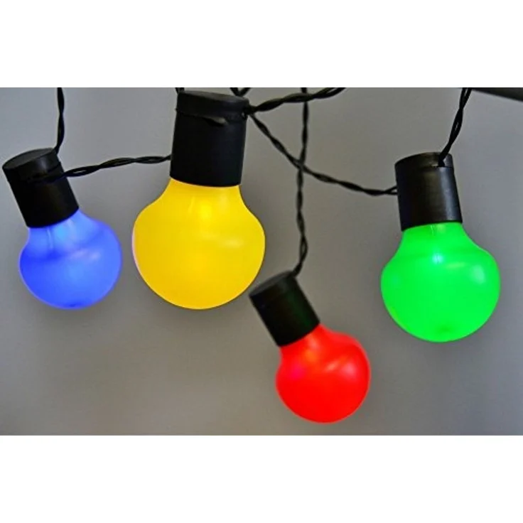 LED Party-Lichterkette 10 m, mit 20 Birnen bunt für innen und außen – Bild 1