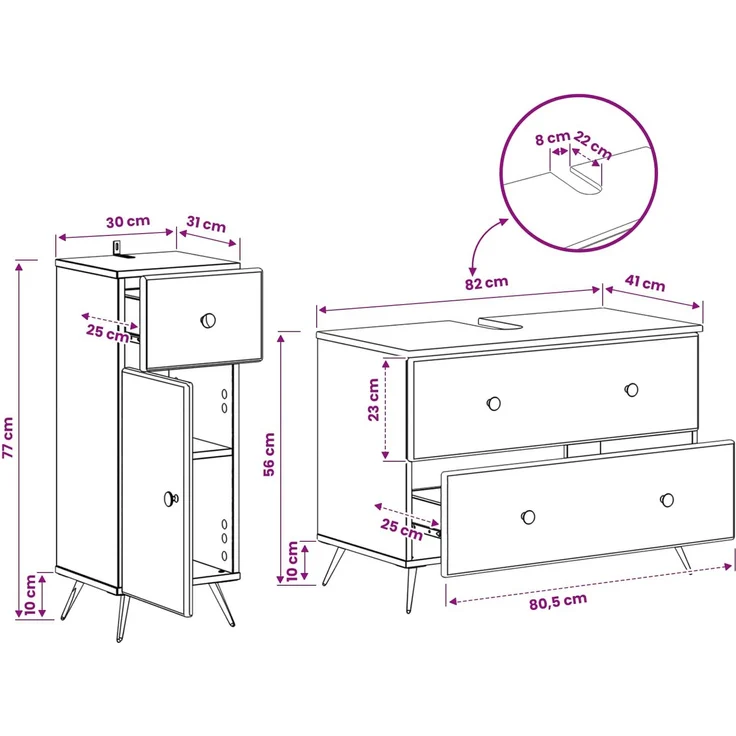 vidaXL 2-teiliges Badezimmer Schrank Set BREDA Artisan-Eiche 3417728 – Bild 8