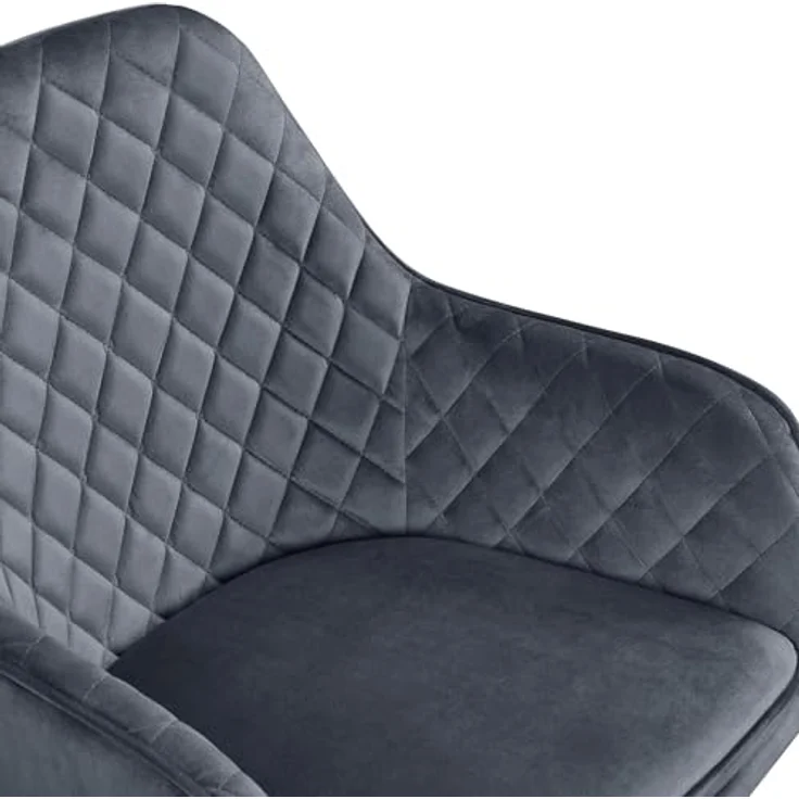 Yaheetech Esszimmerstühle, Sessel, 2er Set, Polsterstühle mit Armlehnen, Metallbeine, Samtbezug, Dunkelgrau, für Arbeitszimmer, Wohnzimmer, Schlafzimmer – Bild 10