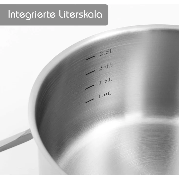Kopf Topf-Set Jara, Edelstahl (9-tlg), Kochtopfset, Induktion, 9-tlg, 4 Töpfe mit Deckel + 1 Stielkasserolle – Bild 5