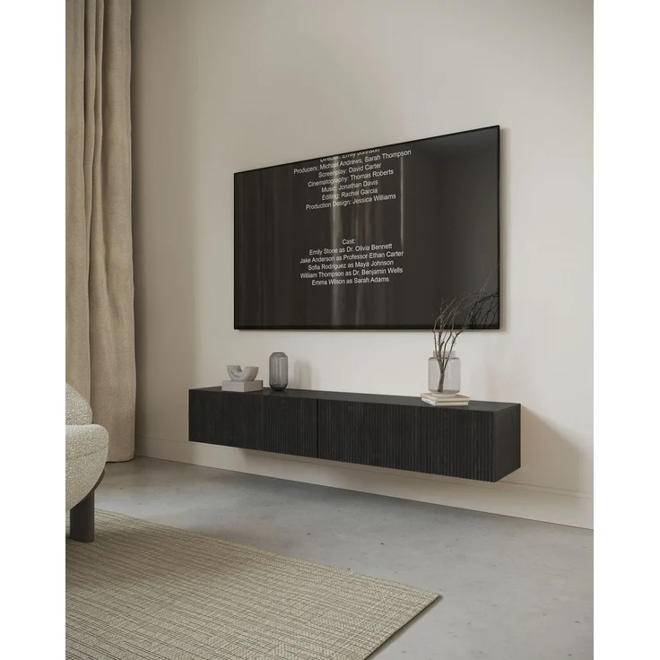 Selsey 'Nolie' TV-Hängeboard 2-türig, Holzoptik Esche Schwarz, ca. 28 x 175 x 31 cm – Bild 3