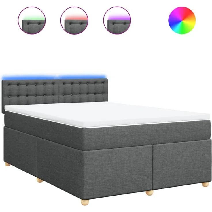 vidaXL Boxspringbett mit Matratze Dunkelgrau 160x200 cm Stoff 3289046 – Bild 2