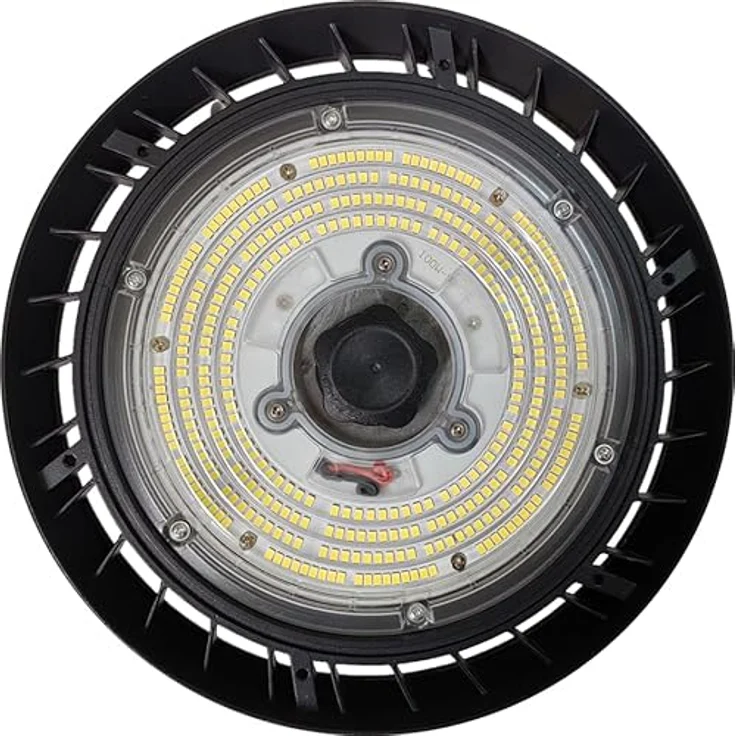 Berger & Schröter LED Strahler UFO High Bay Light 150 W, 18000 Lumen, 6000 K Weißlicht, IP66, mit Bewegungssensor, Aluminium schwarz – Bild 1
