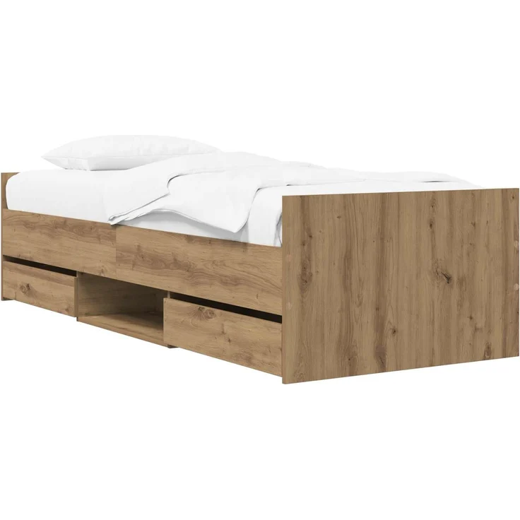 vidaXL Bettrahmen mit Schubladen Kunsthandwerk Eiche Holzwerkstoff 3429516 – Bild 2