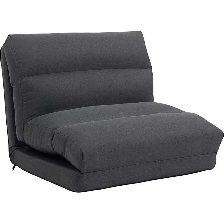 Wohnora-Sitzsack mit Bettfunktion, neigbare Lehne, klappbar, bis 120kg, 70 x 72 x 56 cm, Dunkelgrau,H 56cm x T 70cm x B 72cm – Bild 3