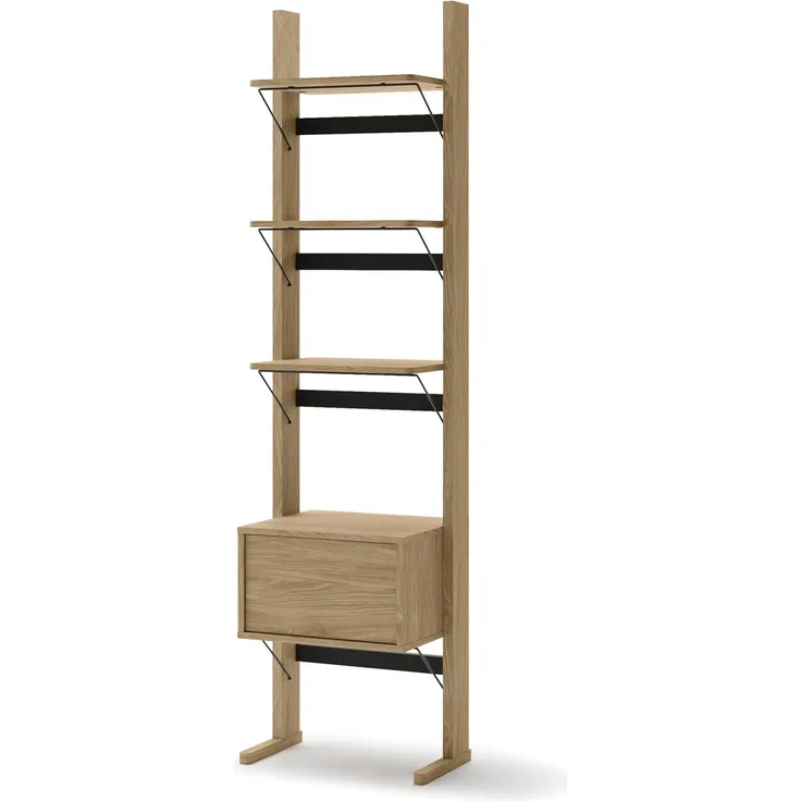Selsey 'Ollie' Standregal mit 3 Fächern und Schublade, Eichenholzoptik, 52 cm breit 193 x 52 x 40 cm