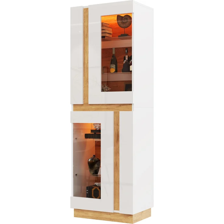 Vitrine 60 x 40 x 180 cm aus PB mit Glastüren und App-steuerbarer LED-Beleuchtung – Bild 4