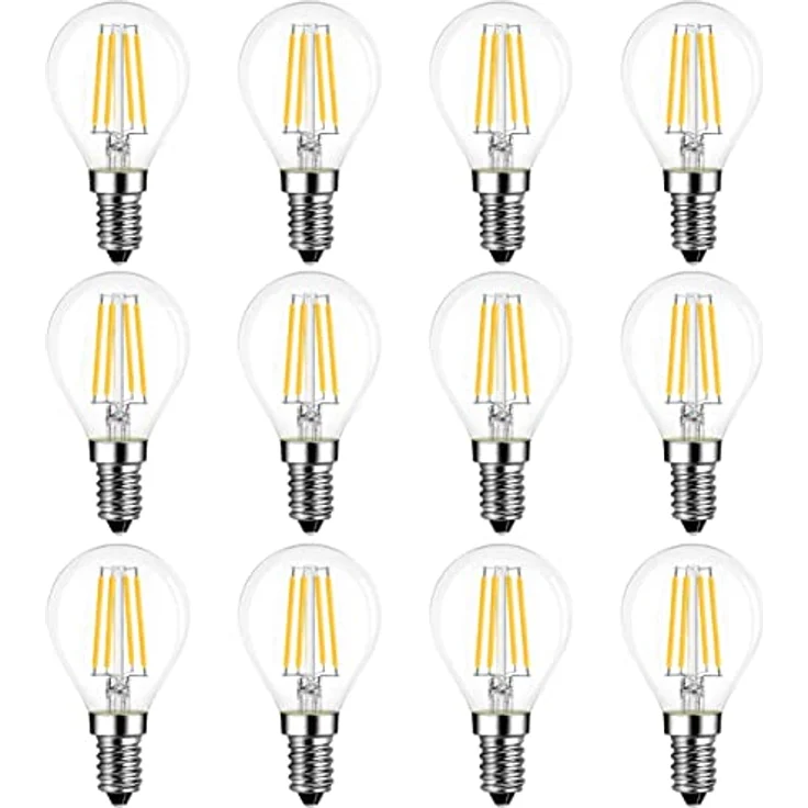 LVWIT 4W E14 Filament LED Lampe Glühfaden P45 Tropfenform, 2700K Warmweiß, Ersatz für 40W Glühlampe, ultrahell 470 lm, Rustikalampe Filamentstil klar (12er Pack) – Bild 2