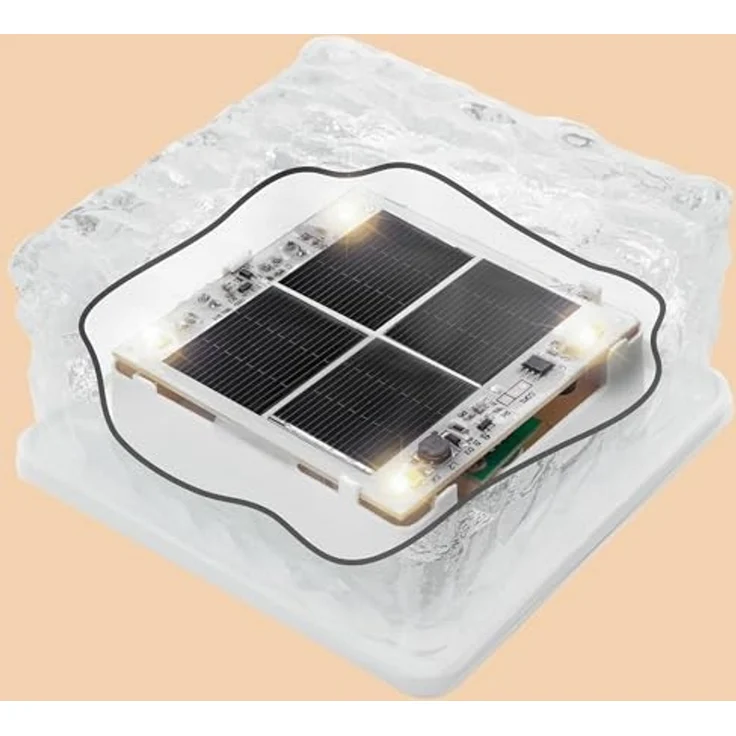 esotec LED Solarleuchte 2x Echtglas Leuchtsteine je 10x10x5cm 8-LEDs 3000K 6500K außen 102560, Dauerlicht, LED fest integriert, 3000K warmweiß, 6500K kaltweiß, Echtglas, 8 LEDs, Leuchtzeit bis 40Std, Akku wechselbar, SOLAR – Bild 7