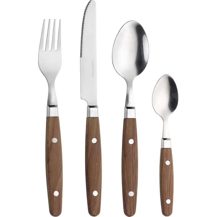 PINTINOX Besteck-Set Country (24-tlg), 6 Personen, Edelstahl 18/0, Kunststoff, Kunststoffgriff in Holzoptik, spülmaschinengeeignet