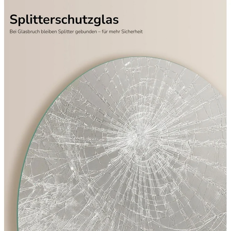 EMKE Dekospiegel Badspiegel, 5 mm kupferfreier Silberspiegel mit Splitterschutzfolie, Sonderform mit Splitterschutzfolie, 62 x 70 cm – Bild 4