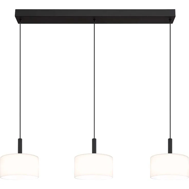 Globo Lighting TRENTON, LED Hängeleuchte in Schwarz mit opalen Schirmen, variable Farbtemperatur 2700-4000 K, H 150 cm