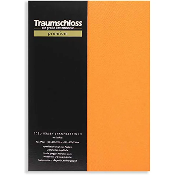 Traumschloss Premium Edel-Jersey Spannbettlaken mandarine 180-200x200-220 – Bild 2