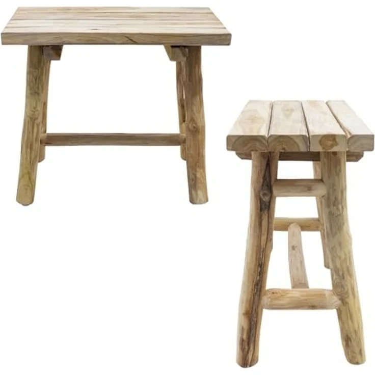 Spetebo Blumenhocker Teakholz Blumenhocker natur rechteckig - 43 x 38 cm (Anzahl, 1 St, Stück), Lieferung erfolgt fertig montiert – Bild 6