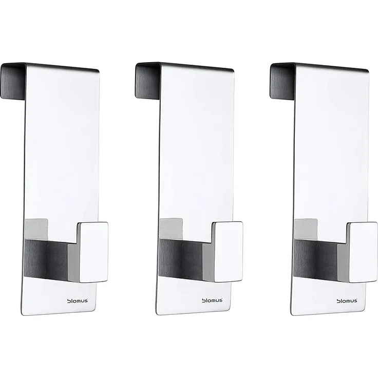 Blomus Menoto Türhaken-Set, 3er Set, Garderobenhaken, Kleiderhaken, Haken, Edelstahl poliert, H 12 cm, 65412