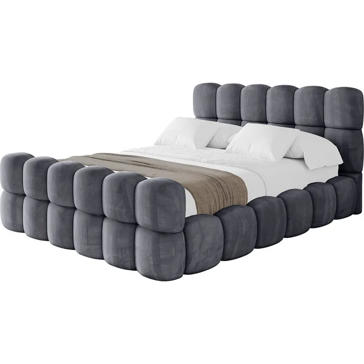 ALTDECOR Polsterbett LEYA-Z, Doppelbett mit Bettkasten und Lattenrost, inkl. Matratze, geräumiger Stauraum, hohes Kopfteil, antiallergischer Bezug