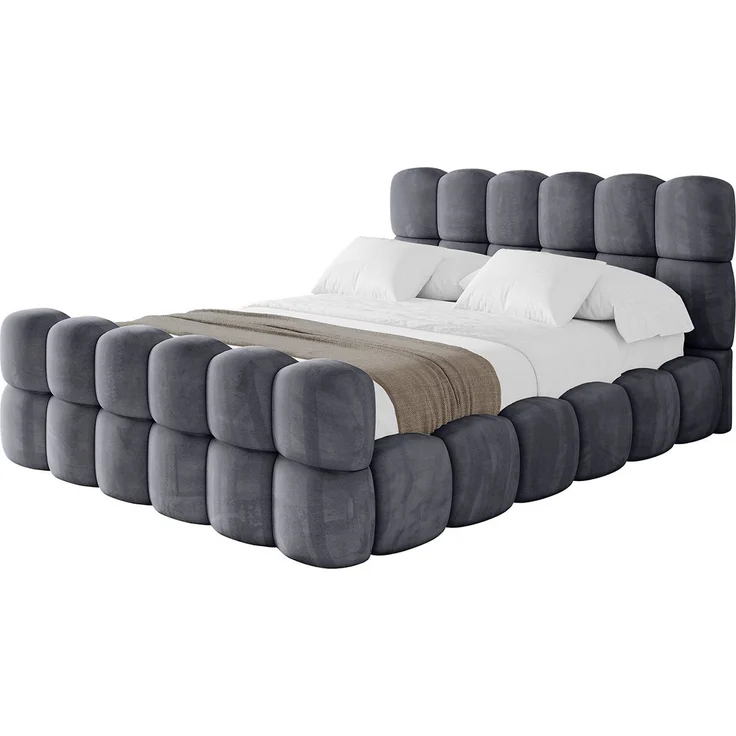 ALTDECOR Polsterbett LEYA-Z, Doppelbett mit Bettkasten und Lattenrost, inkl. Matratze, geräumiger Stauraum, hohes Kopfteil, antiallergischer Bezug