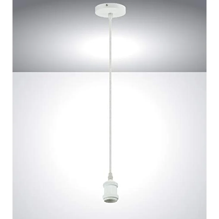 TRANGO Pendelleuchte, 9000W moderne E27 Lampenaufhängung *JACOB* Hängeleuchte I Hängelampe I Deckenbeleuchtung I Lampenfassung I Lampen-Aufhängung in Weiß, inkl. Schraubring & ca. 110cm Textilkabel, industriell Pendellampe – Bild 6