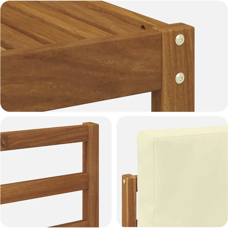 vidaXL Outdoor-Sofagarnitur 9 pcs Natur und Creme Massivholz Akazie 3366168 – Bild 6