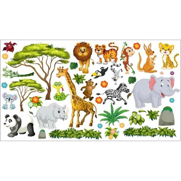 nikima Wandtattoo 060 Wandtattoo Dschungel Tiere (PVC-Folie)