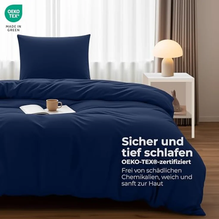 Utopia Bedding Bettwäsche 135x200 Set - Mikrofaser Bettbezug 135x200 cm + 1 Kissenbezug 80x80 cm -Blu Navy – Bild 2