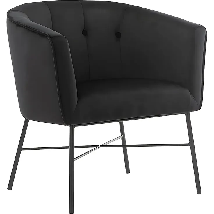 Vente-unique - FAKART - Sessel mit gerader Rückenlehne - Metall - Schwarz - 70 x 62 x 74 cm