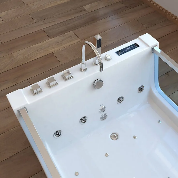 XXL Luxus LED Whirlpool Badewanne + Lichttherapie 180x120 +Heizung +Ozon – Bild 6