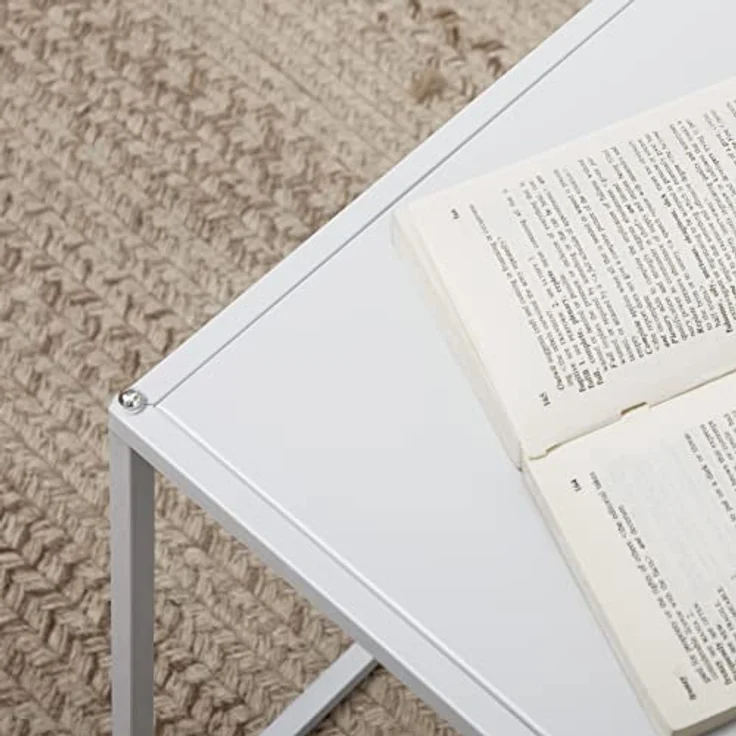 HOMCOM Couchtisch-Set, Weiß, quadratisch, 40x40 cm, aus robustem Stahl, platzsparend ineinanderschiebbar – Bild 8